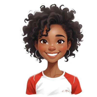 A Black Woman 23 Years Old Curly Black Hair Smiling Wearing A Red And White T Shirt In A White Background 6 Bfe1
