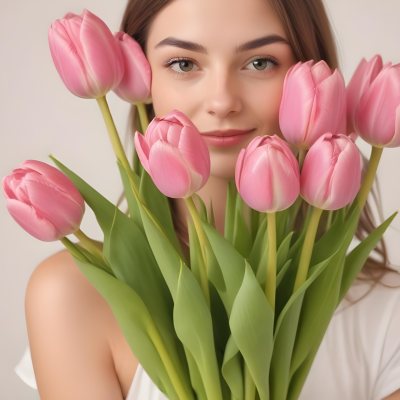 A Bouquet Of Pink Tulips