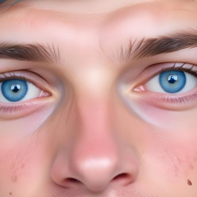 A White Man Age 25 With Blue Eyes And Short Blue Hair Close Up Of The Face White Background 10 E93c