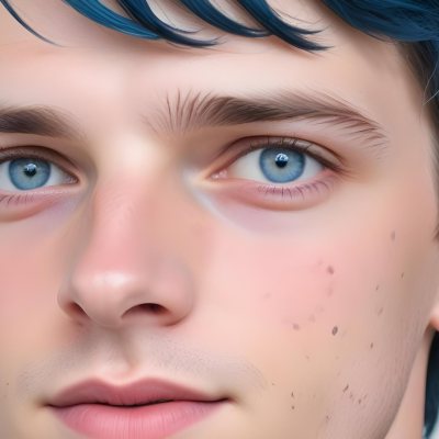 A White Man Age 25 With Blue Eyes And Short Blue Hair Close Up Of The Face White Background 19 4459
