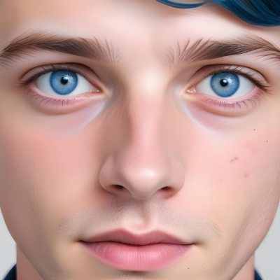 A White Man Age 25 With Blue Eyes And Short Blue Hair Close Up Of The Face White Background 7 78fe