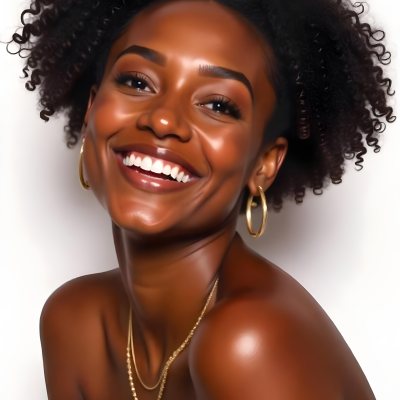 A Young Black Woman With Curly Dark Hair And A Warm Friendly Smile 10 96f4