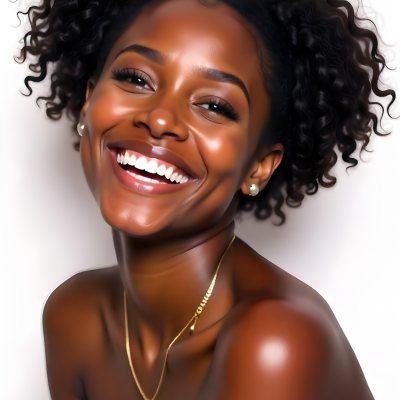 A Young Black Woman With Curly Dark Hair And A Warm Friendly Smile 13 2d4e