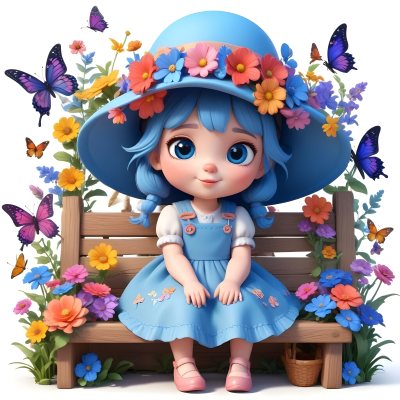 Adorable Cartoon Style A Young Girl With Large Blu 14 495b