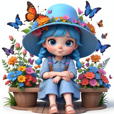 Adorable Cartoon Style A Young Girl With Large Blu 18 918a