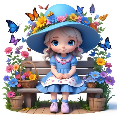 Adorable Cartoon Style A Young Girl With Large Blu 28 9412