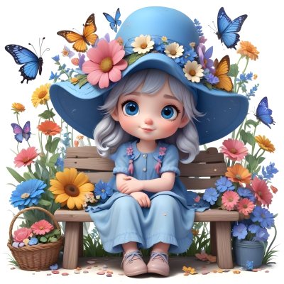Adorable Cartoon Style A Young Girl With Large Blu 34 E700
