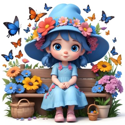 Adorable Cartoon Style A Young Girl With Large Blu 35 B90d