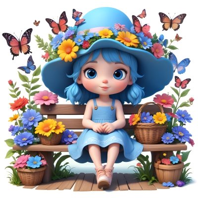 Adorable Cartoon Style A Young Girl With Large Blu 38 1f7f
