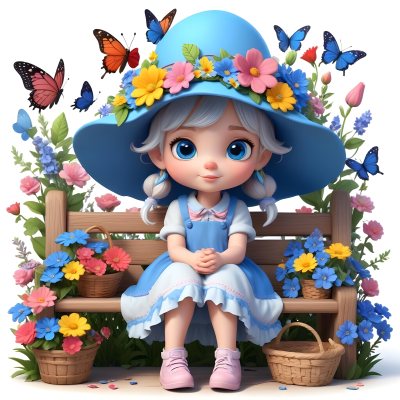 Adorable Cartoon Style A Young Girl With Large Blu 48 4306