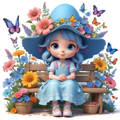 Adorable Cartoon Style A Young Girl With Large Blu 53 Db71