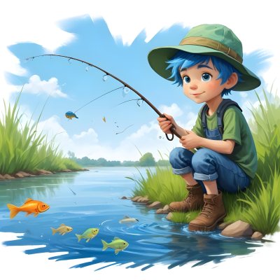 Digital Painting A Caucasian Boy Age 7