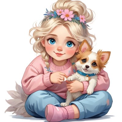 Digital Painting A Young Caucasian Girl With Long 70 89e4