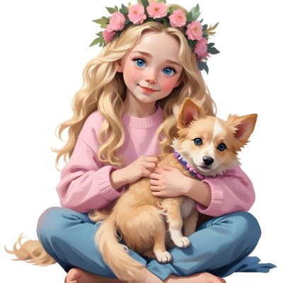 Digital Painting A Young Caucasian Girl With Long 75 4724