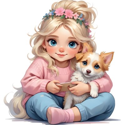 Digital Painting A Young Caucasian Girl With Long 84 E6b1