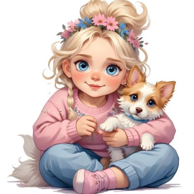 Digital Painting A Young Caucasian Girl With Long 90 Ddb0