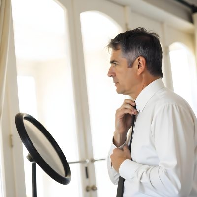 Elderly Caucasian Man With Gray Hair Wearing A White Shirt And Blue Tie Looking Serious 12 8067