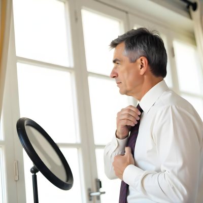 Elderly Caucasian Man With Gray Hair Wearing A White Shirt And Blue Tie Looking Serious 7 Fe37
