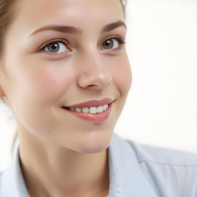Young Woman Of Caucasian Descent Approximately 25 Years Old With Light Brown Hair And A Slight Smile She Is Wearing A Light Blue Shirt The Background Is Plain And Light Colored 11 36a6