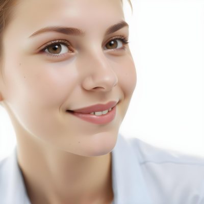Young Woman Of Caucasian Descent Approximately 25 Years Old With Light Brown Hair And A Slight Smile She Is Wearing A Light Blue Shirt The Background Is Plain And Light Colored 12 1ef6