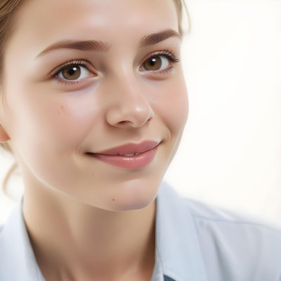 Young Woman Of Caucasian Descent Approximately 25 Years Old With Light Brown Hair And A Slight Smile She Is Wearing A Light Blue Shirt The Background Is Plain And Light Colored 22 583f