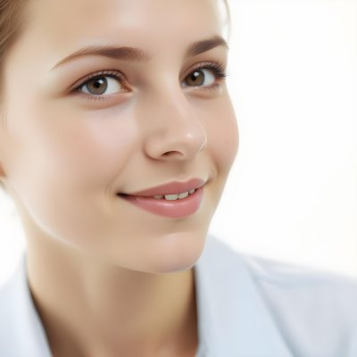 Young Woman Of Caucasian Descent Approximately 25 Years Old With Light Brown Hair And A Slight Smile She Is Wearing A Light Blue Shirt The Background Is Plain And Light Colored 23 70e2