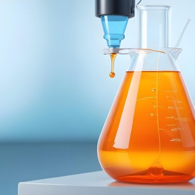 3d Model A Transparent Erlenmeyer Flask Filled With Orange Liquid A Pipette Dripping Into The Flask On A White Pedestal Light Blue Background Figure Octane Render Volumetric Highly Detailed Videogame Aesthetic 25 Af97