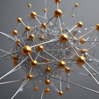 3d Model Abstract Network Of Interconnected Silver Lines With Golden Nodes Creating A Complex Web Like Structure Against A Blurred Gray Background Figure Octane Render Volumetric Highly Detailed Videogame Aestheti 55 Cb24