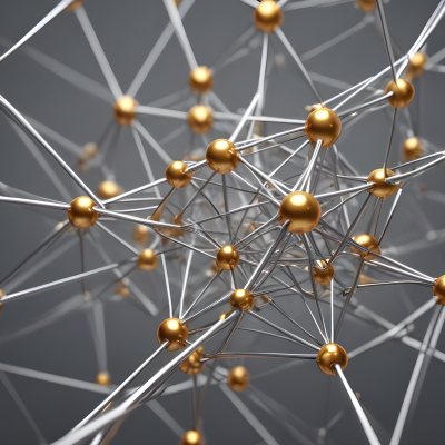 3d Model Abstract Network Of Interconnected Silver Lines With Golden Nodes Creating A Complex Web Like Structure Against A Blurred Gray Background Figure Octane Render Volumetric Highly Detailed Videogame Aestheti 58 59c2