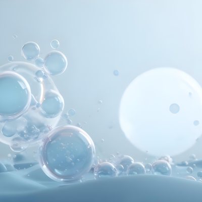 3d Model Bubbles With Molecules Inside Light Blue Background With Blurred Lights And Abstract Shapes Figure Octane Render Volumetric Highly Detailed Videogame Aesthetic 22 7698