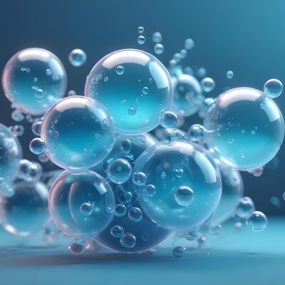 3d Model Bubbles With Molecules Inside Light Blue Background With Blurred Lights And Abstract Shapes Figure Octane Render Volumetric Highly Detailed Videogame Aesthetic 36 6db8