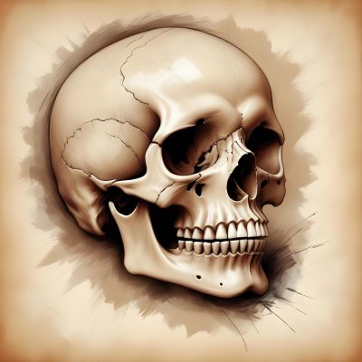 3d Model Human Skull On A Parchment Background Figure Octane Render Volumetric Highly Detailed Videogame Aesthetic 36