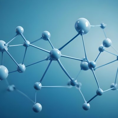 3d Model Molecular Structure With Interconnected Spheres And Rods Blue Color Scheme Scientific Visualization Clean And Modern Design Abstract Representation Of Molecules Technology Related Theme Against A Blue Ba 37 6db2
