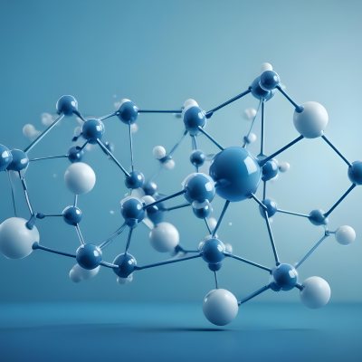 3d Model Molecular Structure With Interconnected Spheres And Rods Blue Color Scheme Scientific Visualization Clean And Modern Design Abstract Representation Of Molecules Technology Related Theme Against A Blue Ba 39 0970