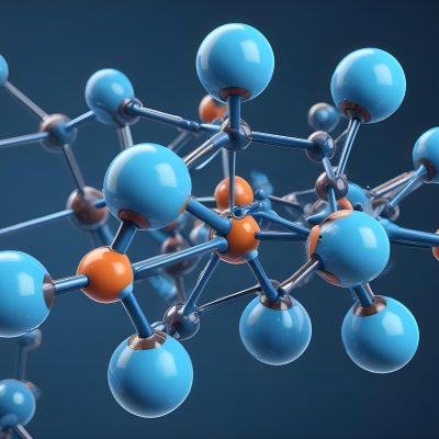 3d Model Molecular Structure With Interconnected Spheres And Rods Blue Color Scheme Scientific Visualization Clean And Modern Design Abstract Representation Of Molecules Technology Related Theme Against A Blue Ba 48 5e0c