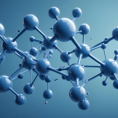 3d Model Molecular Structure With Interconnected Spheres And Rods Blue Color Scheme Scientific Visualization Clean And Modern Design Abstract Representation Of Molecules Technology Related Theme Against A Blue Ba 58 C9b4