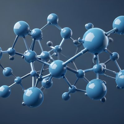 3d Model Molecular Structure With Interconnected Spheres And Rods Blue Color Scheme Scientific Visualization Clean And Modern Design Abstract Representation Of Molecules Technology Related Theme Against A Blue Ba 60 0b3c