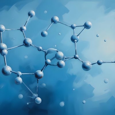 3d Model Molecular Structure With Interconnected Spheres And Rods Blue Color Scheme Scientific Visualization Clean And Modern Design Abstract Representation Of Molecules Technology Related Theme Against A Blue Ba 77 6f76