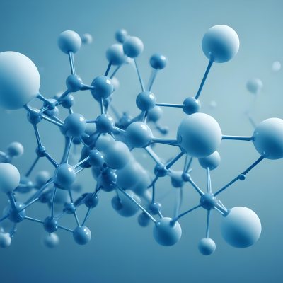 3d Model Molecular Structure With Interconnected Spheres And Rods Blue Color Scheme Scientific Visualization Clean And Modern Design Abstract Representation Of Molecules Technology Related Theme Against A Blue Ba 9 7012