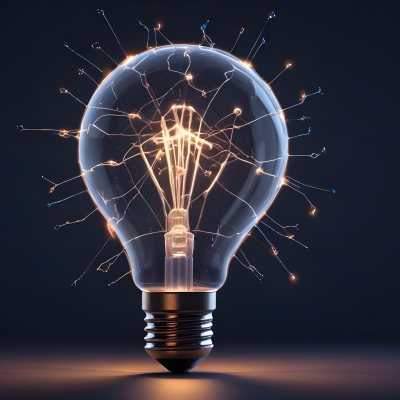 A Light Bulb With A Glowing Filament Surrounded By A Network Of Interconnected Lines And Dots On A Dark Blue Background 12 5fc0