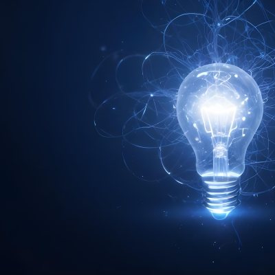 A Light Bulb With A Glowing Filament Surrounded By A Network Of Interconnected Lines And Dots On A Dark Blue Background 18 3a6a
