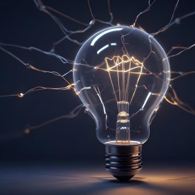 A Light Bulb With A Glowing Filament Surrounded By A Network Of Interconnected Lines And Dots On A Dark Blue Background 6 6c6a