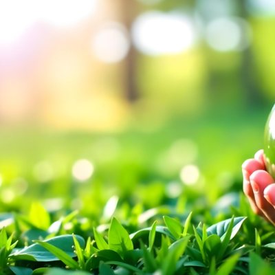 Child S Hands Holding A Light Bulb Lush Green Grass With Bokeh Effect Bright Sunlight Concept Of Environmental Conservation And Sustainable Energy 17 Cbdc