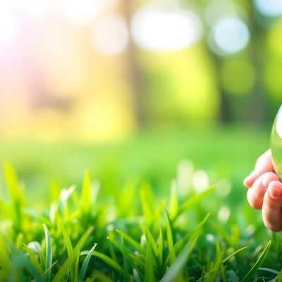 Child S Hands Holding A Light Bulb Lush Green Grass With Bokeh Effect Bright Sunlight Concept Of Environmental Conservation And Sustainable Energy 22 F770