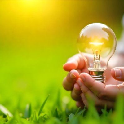 Child S Hands Holding A Light Bulb Lush Green Grass With Bokeh Effect Bright Sunlight Concept Of Environmental Conservation And Sustainable Energy 26 B618