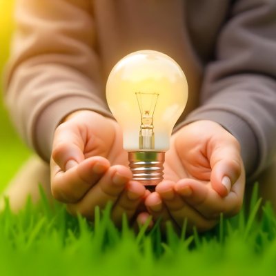 Child S Hands Holding A Light Bulb Lush Green Grass With Bokeh Effect Bright Sunlight Concept Of Environmental Conservation And Sustainable Energy 37 1dbc