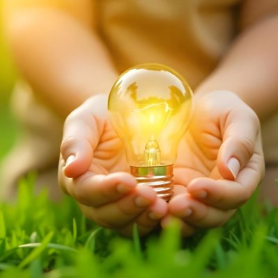 Child S Hands Holding A Light Bulb Lush Green Grass With Bokeh Effect Bright Sunlight Concept Of Environmental Conservation And Sustainable Energy 9 7884