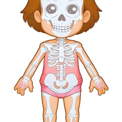 Digital Painting A Cartoon Character With A Skeleton Design Featuring A Smiling Skull For A Head And A Childlike Body The Character Has Brown Hair And Is Depicted With A Light Skin Tone The Skeleton Is Prominently Dis 13 A9d5