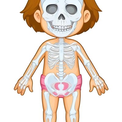 Digital Painting A Cartoon Character With A Skeleton Design Featuring A Smiling Skull For A Head And A Childlike Body The Character Has Brown Hair And Is Depicted With A Light Skin Tone The Skeleton Is Prominently Dis 28 6452