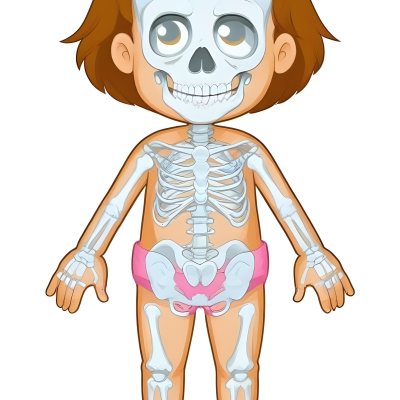 Digital Painting A Cartoon Character With A Skeleton Design Featuring A Smiling Skull For A Head And A Childlike Body The Character Has Brown Hair And Is Depicted With A Light Skin Tone The Skeleton Is Prominently Dis 7 3892